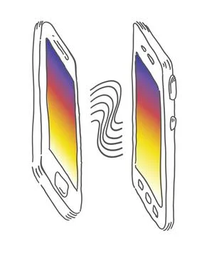 Smartphone data share mockup. Cellphone connection. Vector mobile device conc 스톡 일러스트