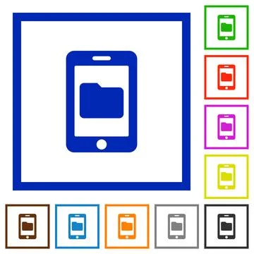 Smartphone data storage flat framed icons Stock Illustration