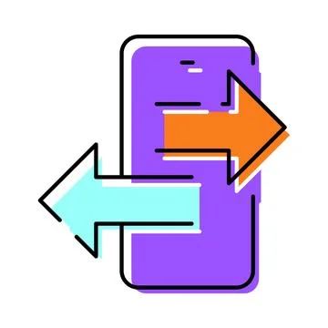 Smartphone data transfer arrows concept icon Stock Illustration