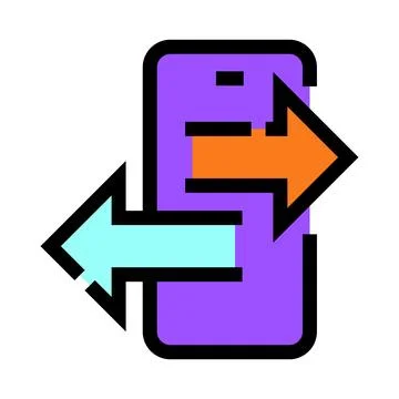 Smartphone data transfer arrows illustrating file migration Stock Illustration