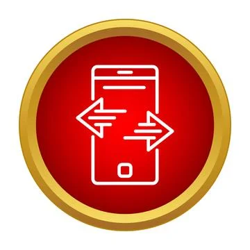 Smartphone data transfer arrows, syncing mobile content icon Stock Illustration