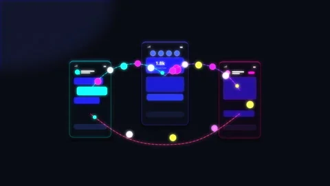 Smartphone data transfer, mobile network connection, device synchronization Stock Footage 347956555