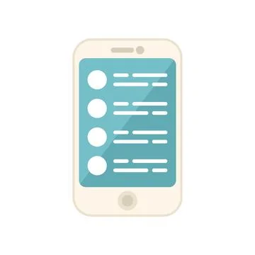 Smartphone database icon flat vector. Customer data Stock Illustration