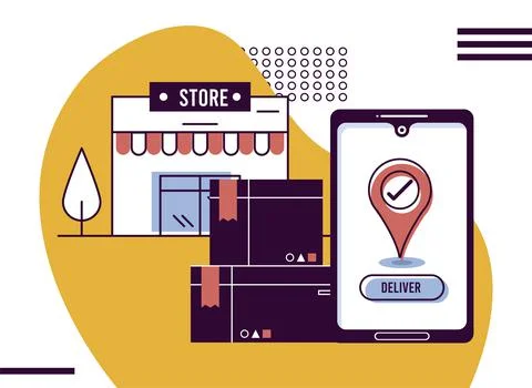 Smartphone delivery application Stock Illustration