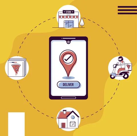 Smartphone delivery online Stock Illustration