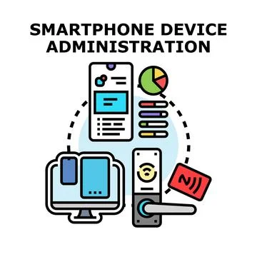 Smartphone device administration concept vector illustration Stock Illustration