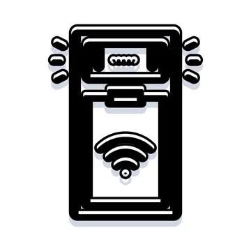 Smartphone device broadcasting wireless network signal icon Stock Illustration