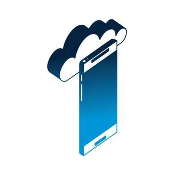 Smartphone device with cloud computing isometric icon 스톡 일러스트