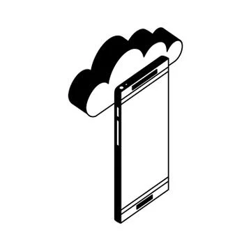 Smartphone device with cloud computing isometric icon Stock Illustration