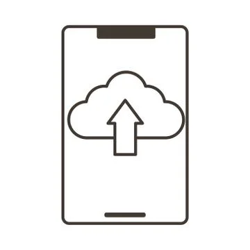 Smartphone device with cloud computing line style icon Illustrazione stock