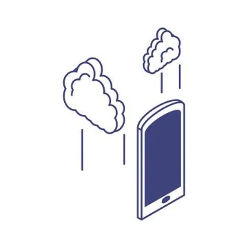 Smartphone device with clouds tech Stock Illustration