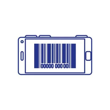 Smartphone device with code bars in screen イラスト素材