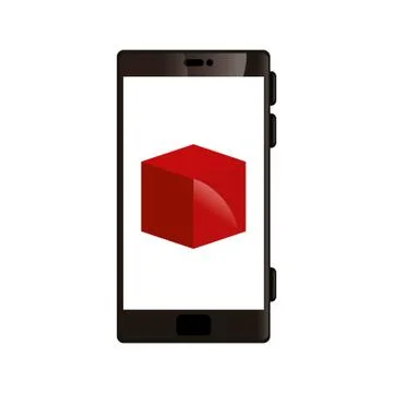 Smartphone device with cube isolated icon Stock Illustration
