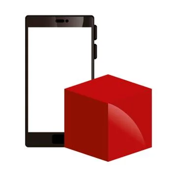 Smartphone device with cube isolated icon Stock Illustration
