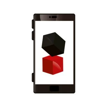 Smartphone device with cubes isolated icon Illustrazione stock