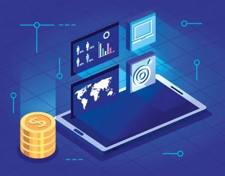 Smartphone device with data analysis Stock Illustration