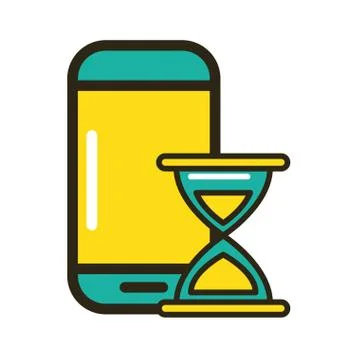 Smartphone device with hourglass timer Stock Illustration