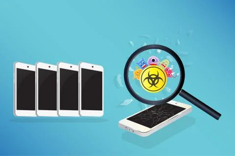 Smartphone device infected virus Illustrazione stock