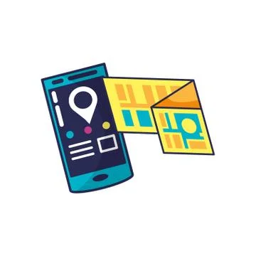 Smartphone device with map guide location イラスト素材