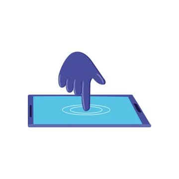 Smartphone device with pointer hand Illustrazione stock