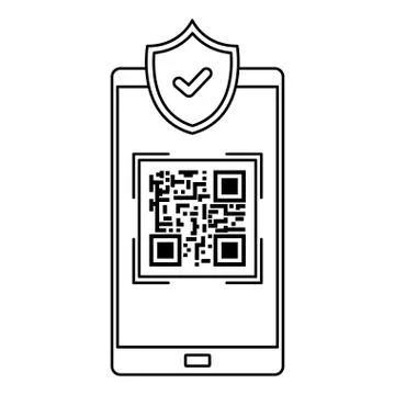 Smartphone device with scan code qr and shield Illustrazione stock