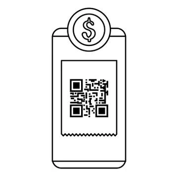 Smartphone device with scan code qr and coin Stock-Illustration