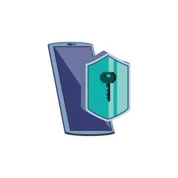 Smartphone device with shield secure 스톡 일러스트