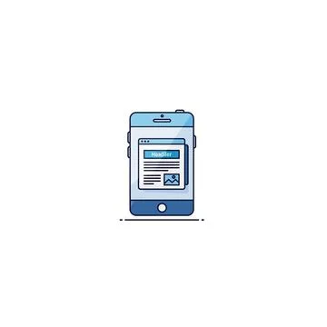 Smartphone device showing web browser interface mobile application design Stock Illustration