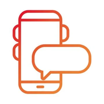 Smartphone device with speech bubble gradient style icon Stock Illustration