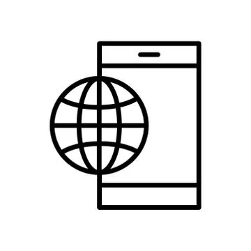 Smartphone device tech and sphere browser line style icon Stock Illustration