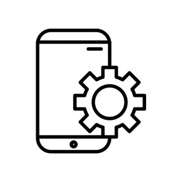 Smartphone device tech with gear line style icon Stock Illustration