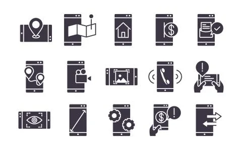 Smartphone device technology digital app and conection silhouette style design Stock-Illustration