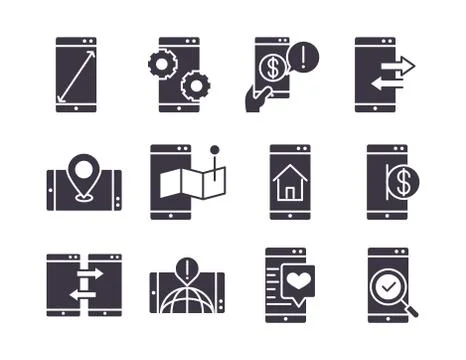 Smartphone device technology digital app and conection silhouette style design Stock-Illustration
