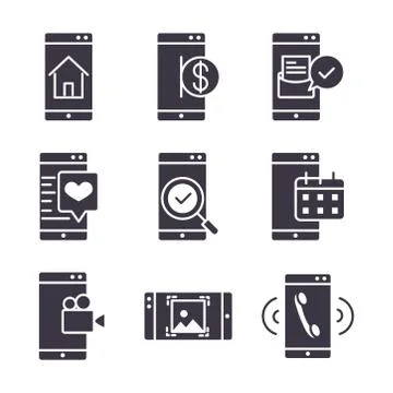 Smartphone device technology digital app and conection silhouette style design Stock-Illustration