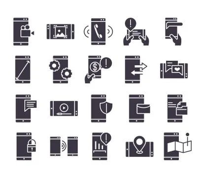 Smartphone device technology digital app and conection silhouette style design Stock-Illustration