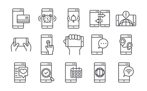 Smartphone device technology digital app and conection thin line style design Stock-Illustration