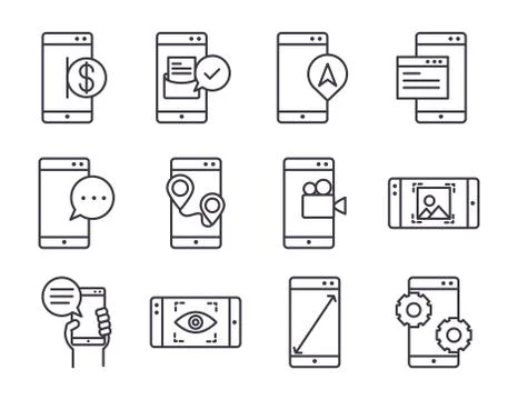 Smartphone device technology digital app and conection thin line style design Stock-Illustration