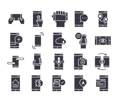 Smartphone device technology digital app and conection silhouette style design Stock-Illustration