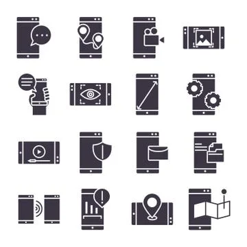 Smartphone device technology digital app and conection silhouette style design Stock-Illustration