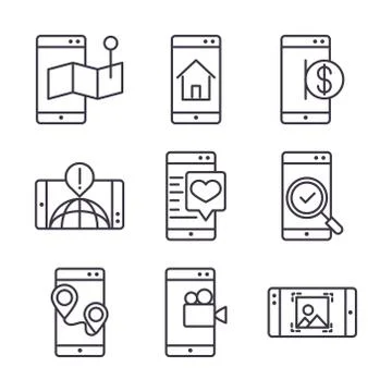 Smartphone device technology digital app and conection thin line style design Stock-Illustration