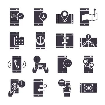 Smartphone device technology digital app and conection silhouette style design Stock-Illustration