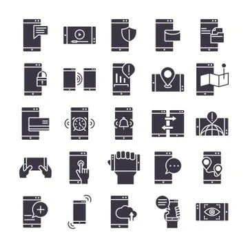 Smartphone device technology digital app and conection silhouette style design Stock-Illustration