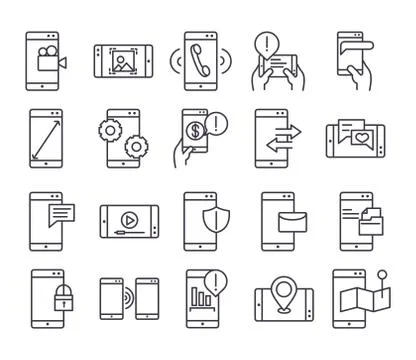 Smartphone device technology digital app and conection thin line style design Stock-Illustration