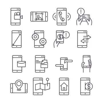 Smartphone device technology digital app and conection thin line style design Stock-Illustration