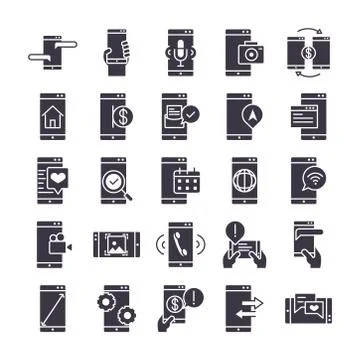 Smartphone device technology digital app and conection silhouette style design Stock-Illustration