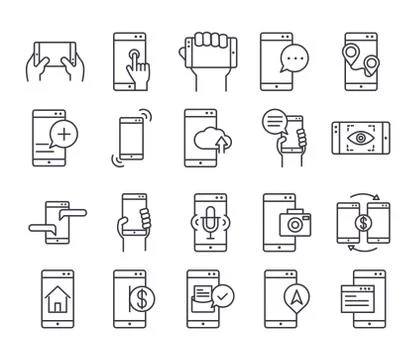 Smartphone device technology digital app and conection thin line style design Stock-Illustration