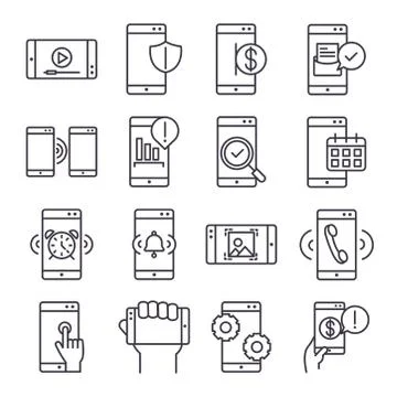 Smartphone device technology digital app and conection thin line style design Stock-Illustration