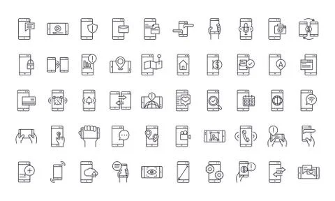 Smartphone device technology digital app and conection thin line style design Stock-Illustration