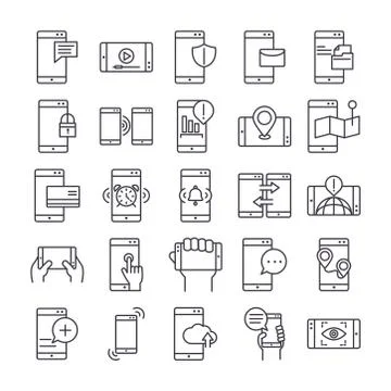 Smartphone device technology digital app and conection thin line style design Stock-Illustration