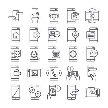 Smartphone device technology digital app and conection thin line style design Stock-Illustration